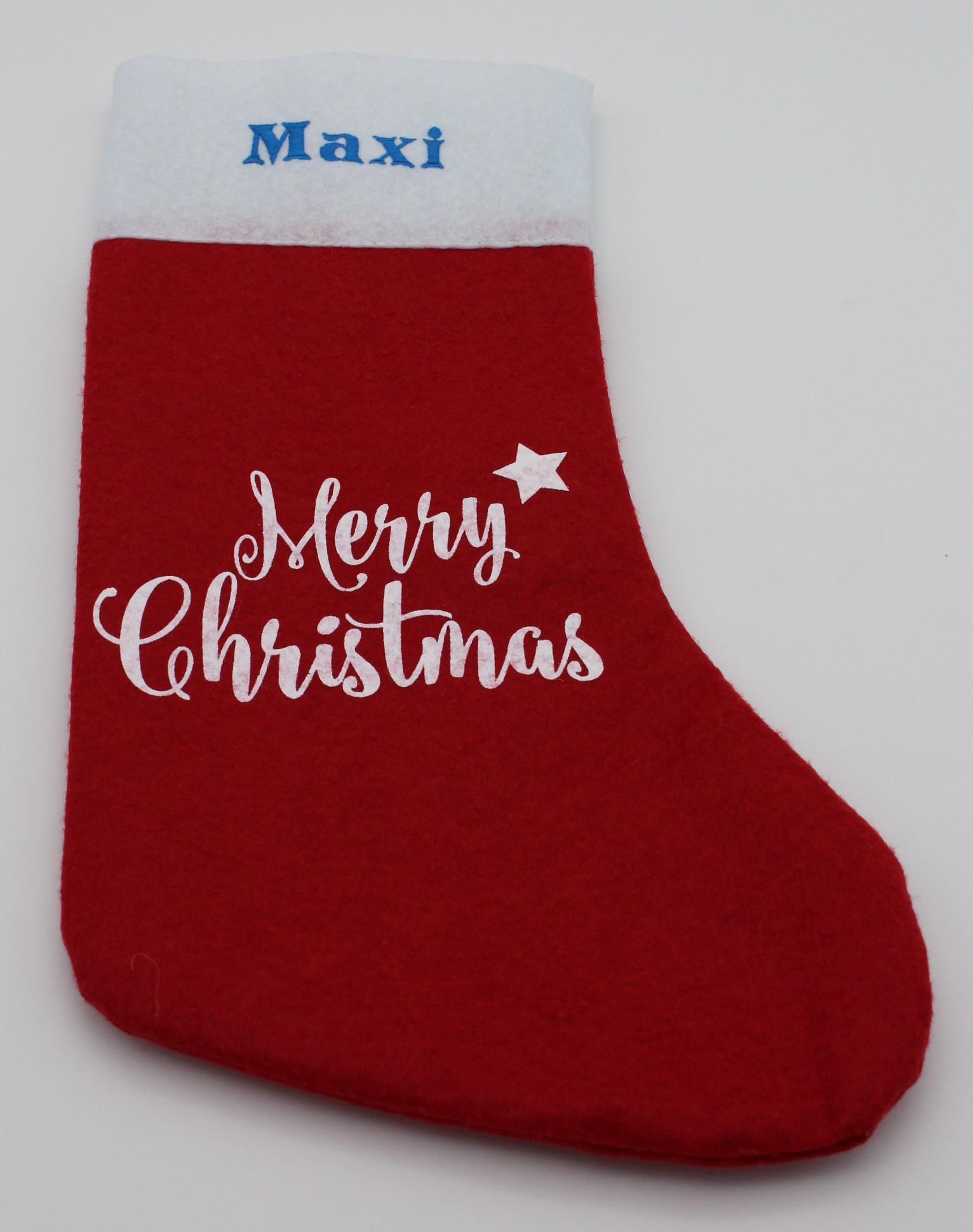 Weihnachtsstiefel bestickt mit Wunschnamen 40cm