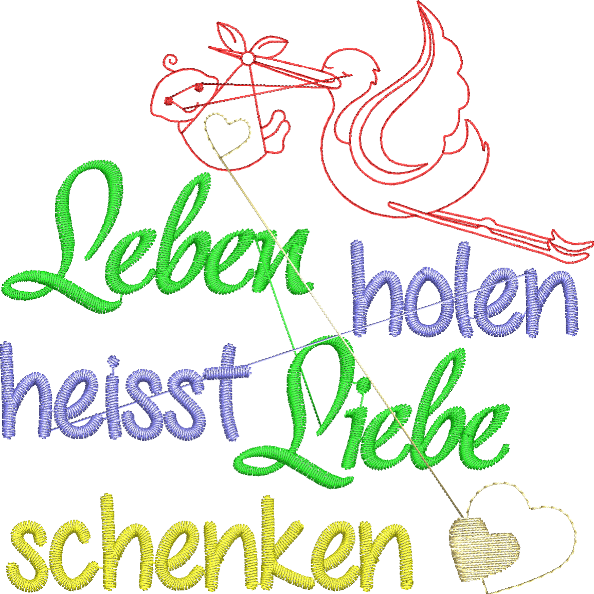 Bestickte Windel für die Hebamme