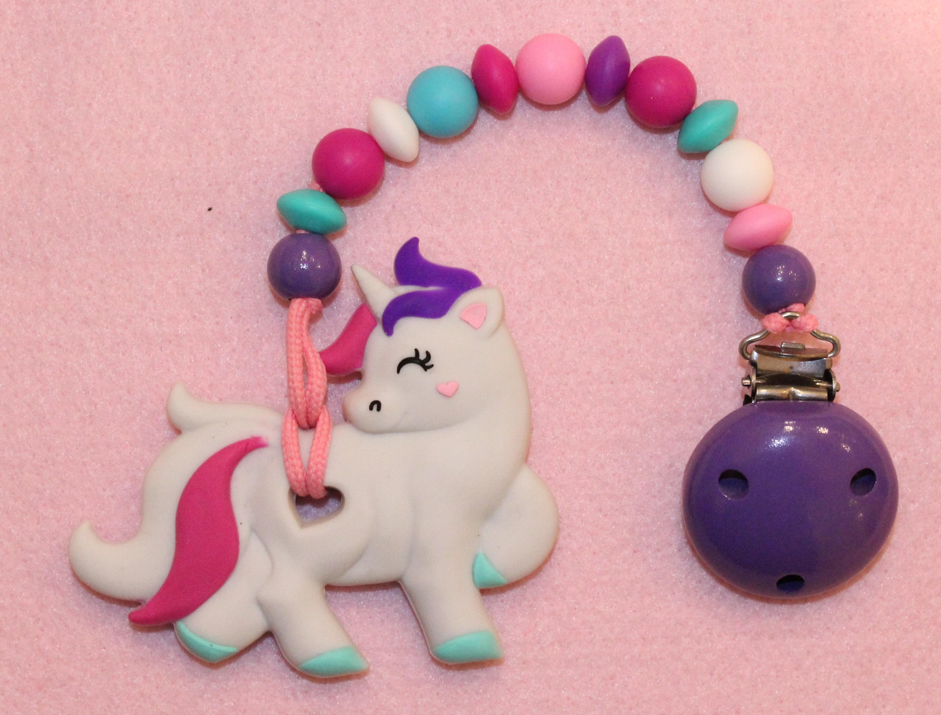 Beisskette mit Einhorn Anhänger