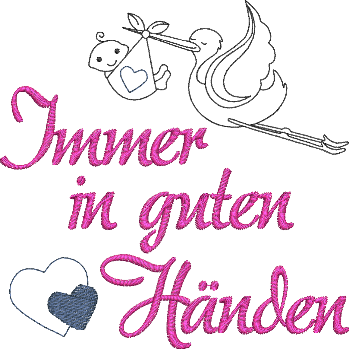 Bestickte Windel für die Hebamme