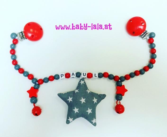 Kinderwagenette mit 2 Motiven, 2 Glöckchen und Besticktem Stoffstern
