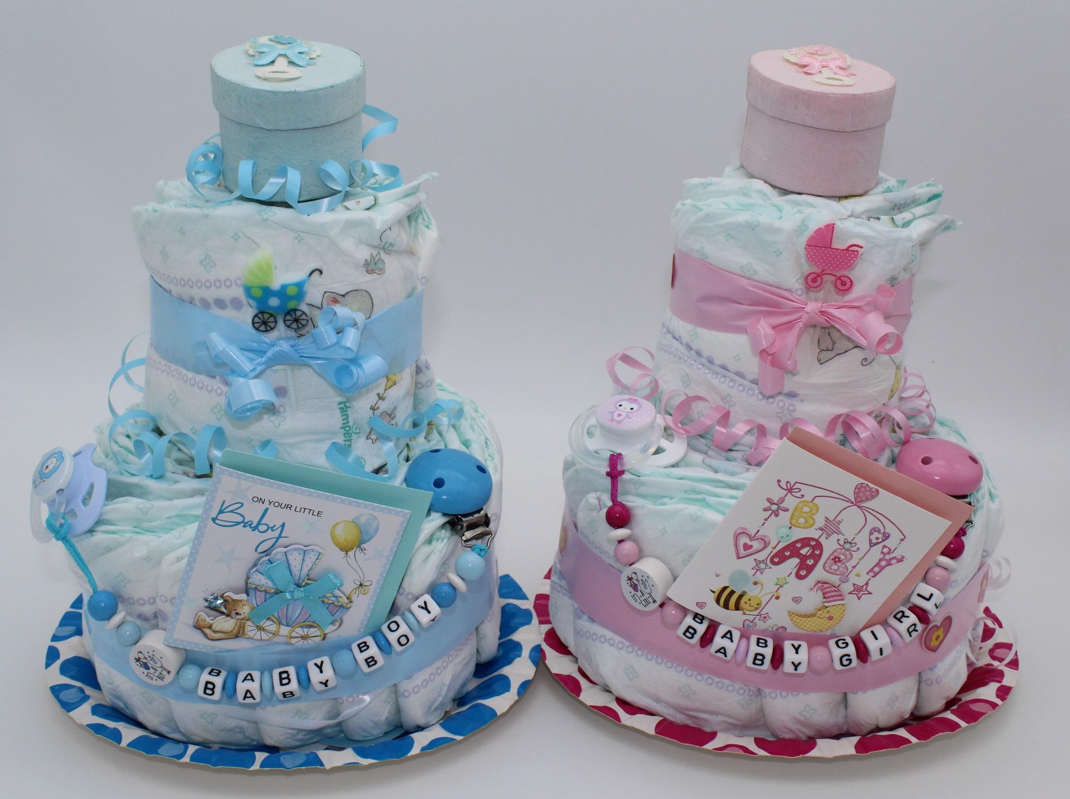 Windeltorte Baby Boy oder Baby Girl für Zwillinge