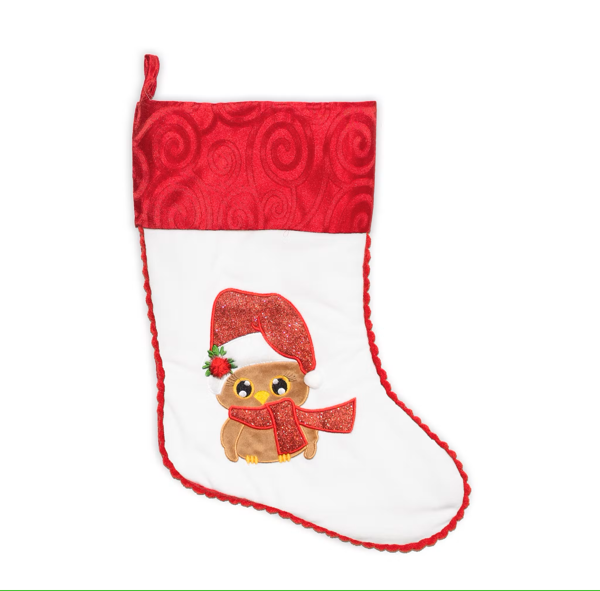 Nikolausstiefel Eule / Weihnachtsstiefel mit Namen bestickt
