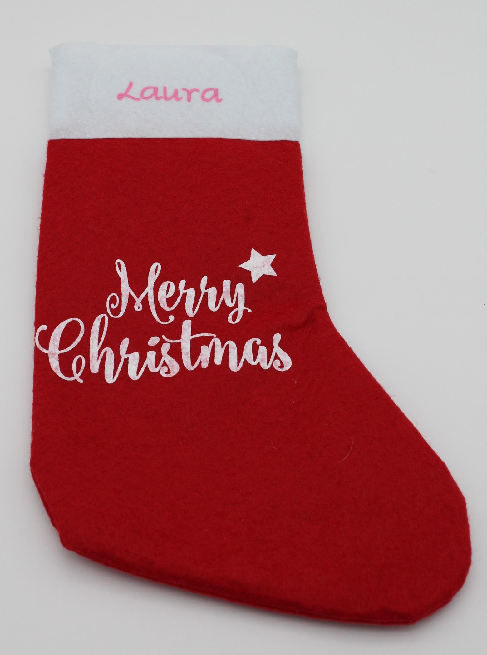 Weihnachtsstiefel bestickt mit Wunschnamen 40cm