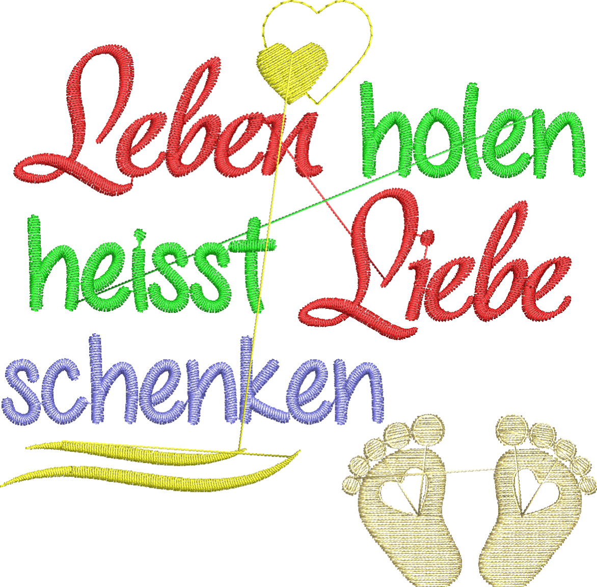 Bestickte Windel für die Hebamme