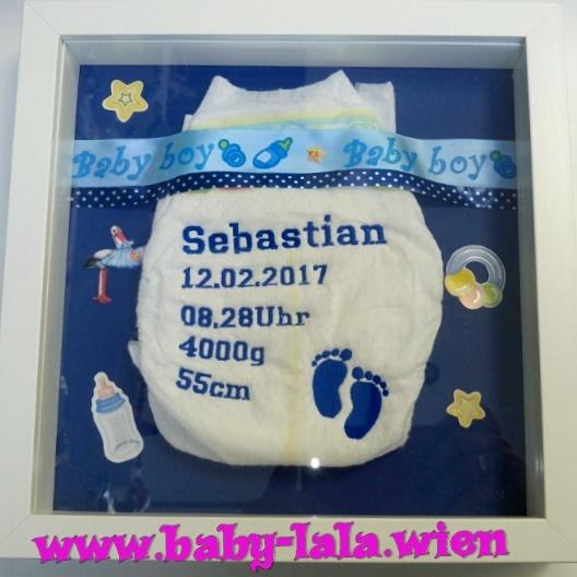 Windelbild zur Geburt im 3D Rahmen